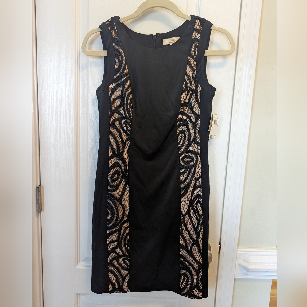 Aidan black nude lace detailed dress size 4
